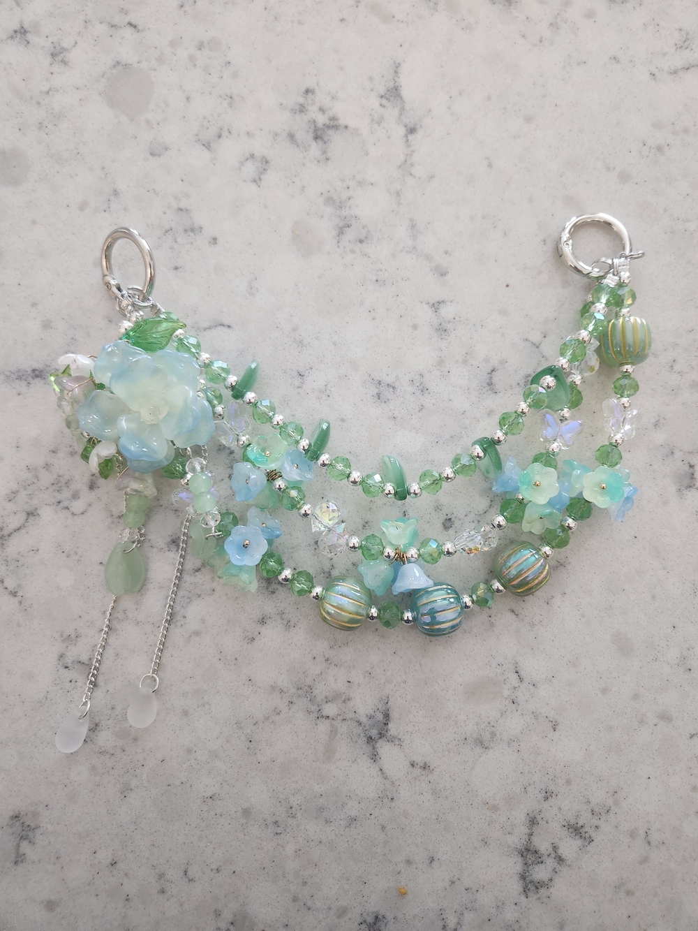 Green & Blue Floral Charm